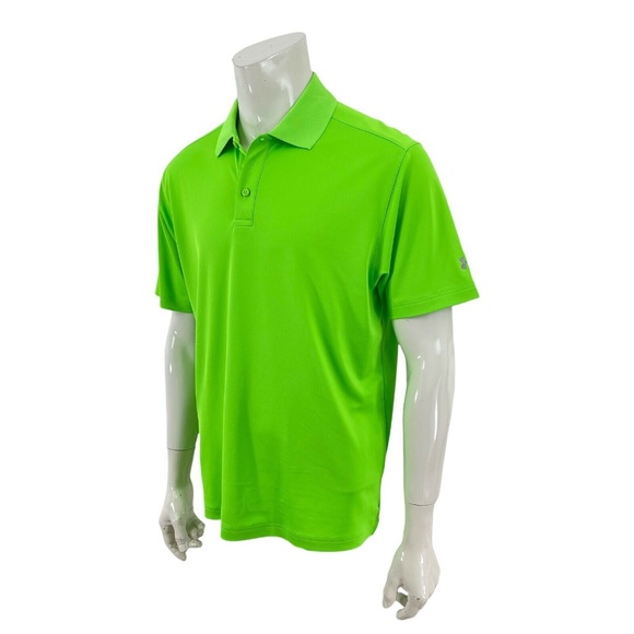 Under Amour Loose Heatgear Fluorescent Green Golf Polo Shirt Youche CC Mens L - Picture 1 of 11